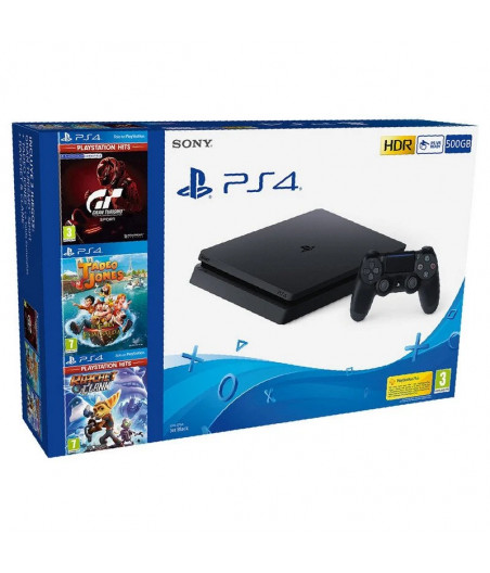 Sony PlayStation 4 500GB + GT Sport Hits + Tadeo Jones: La Tabla Esmeralda + Ratchet & Clank Hits