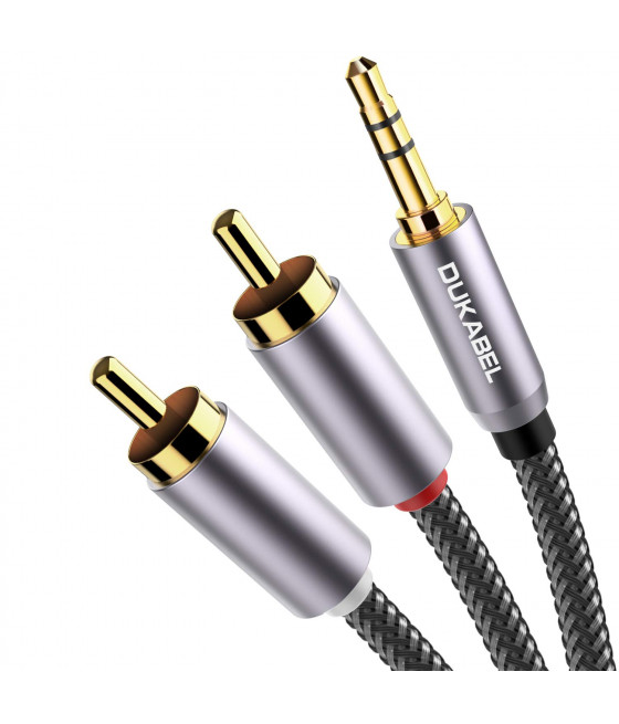 Cable de Audio trenzado Dukabel Jack 3.5mm a RCA 2.4M